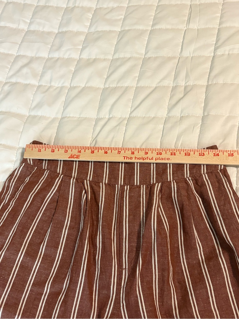 Pact Brown and White Striped Sleeveless Linen-Blend Shorts med and top is small - Picture 13 of 16